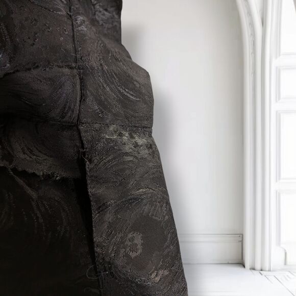 Vintage 60s Jacquard Cocktail Formal Maxi Dress Size 6 Black Fitted Bombshell - Picture 15 of 15